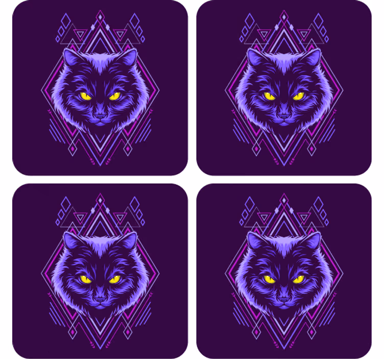 Podmetač za čaše nakaza s elegantnom mačkom ilustracijom - TenStickers