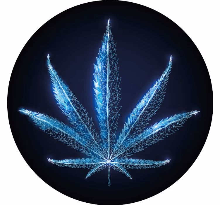 Kružna plava biljka marihuane moderna podmetač za čaše - TenStickers