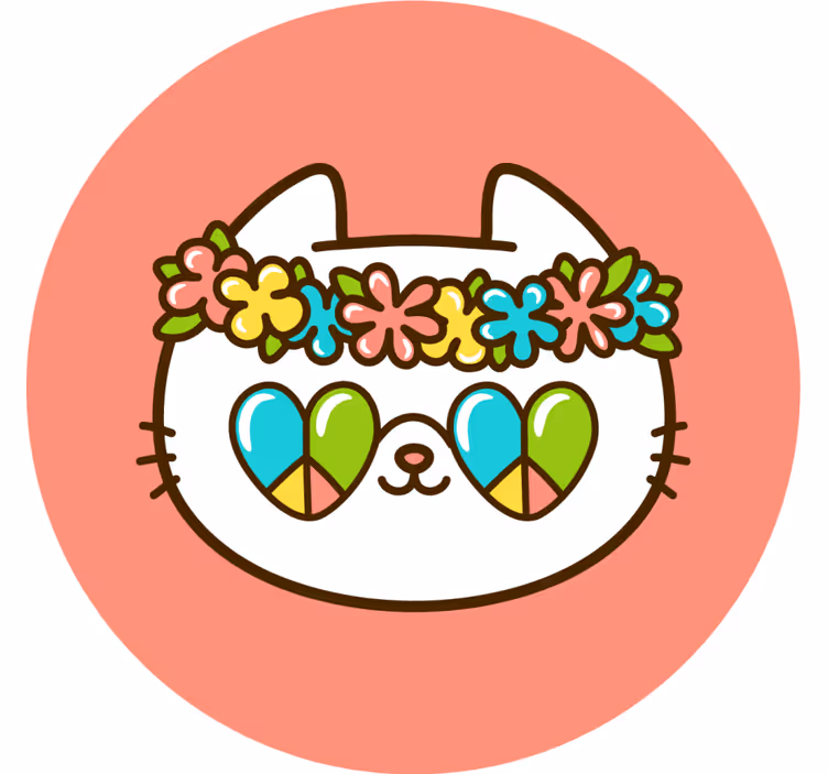 Podmetač za čaše nakaza mačka s cvjetnom krunom - TenStickers