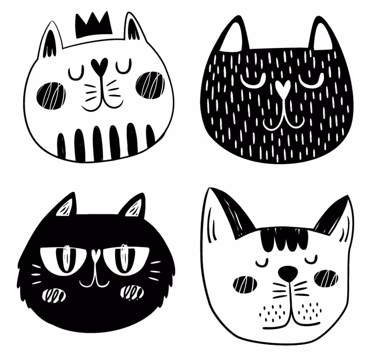 Podmetač za čaše nakaza s veselim ilustracijama mačaka - TenStickers