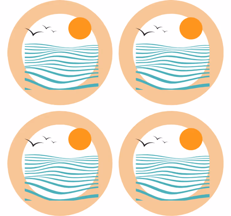 Podmetač za čaše moderan uzorak valova zalaska sunca - TenStickers