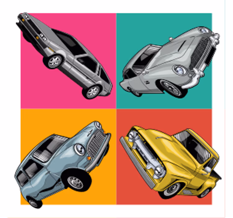 Podmetač za čaše berba klasična automobilska četvorka - TenStickers