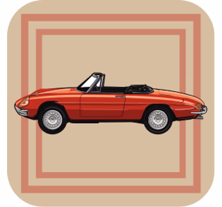 Podmetač za čaše berba ilustracija vintage kabrioleta - TenStickers