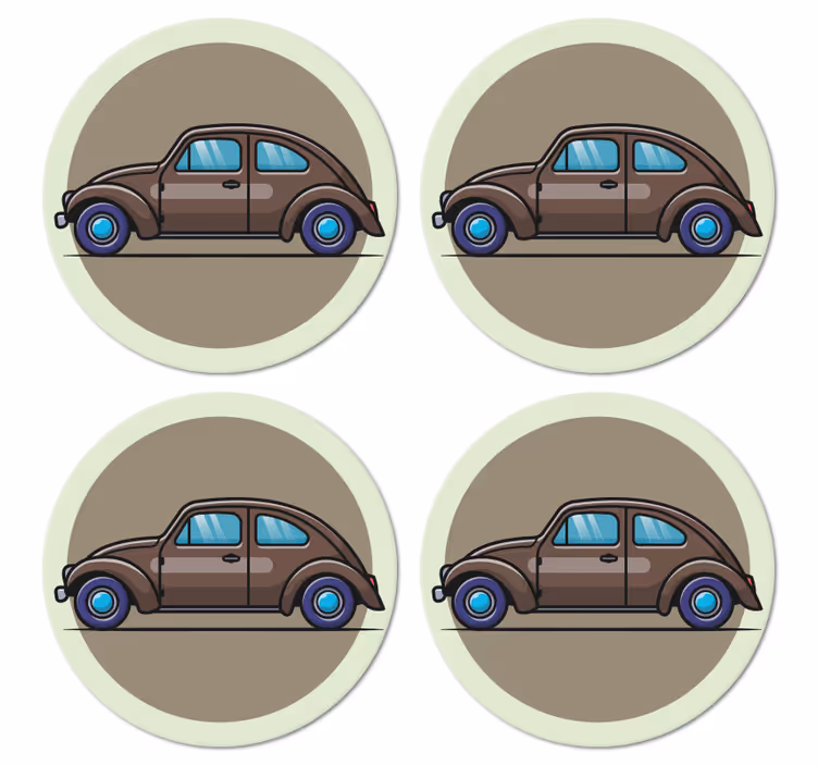 Podmetač za čaše berba s ilustracijom automobila - TenStickers