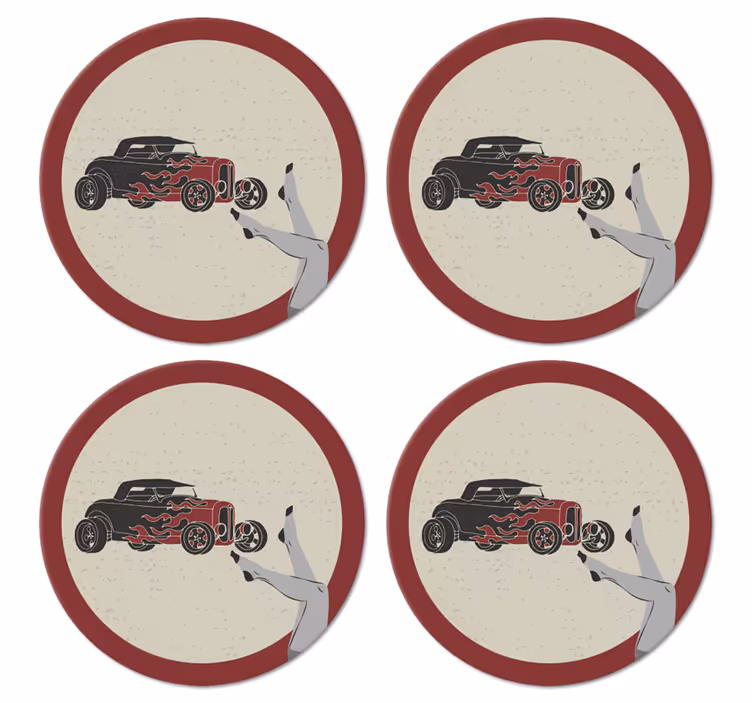 Podmetač za čaše berba vrući automobili - TenStickers