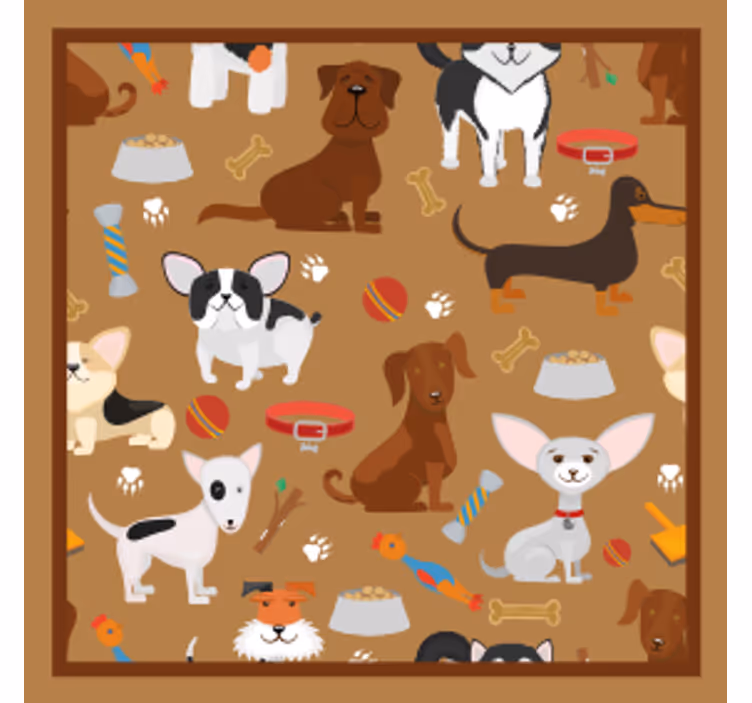 Podmetač za čaše moderan s veselim ilustracijama pasa - TenStickers