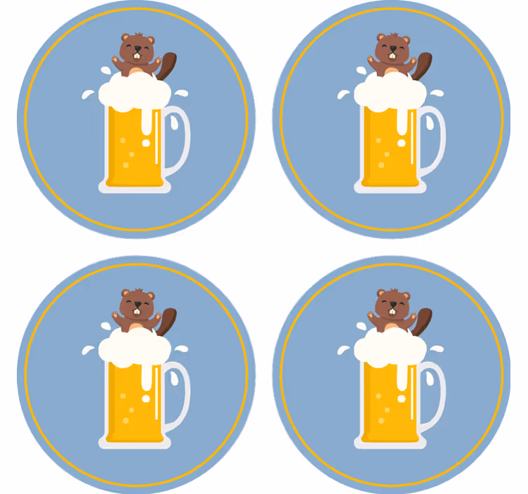 Prostirke za pivo s veselom beaver šalicom - TenStickers