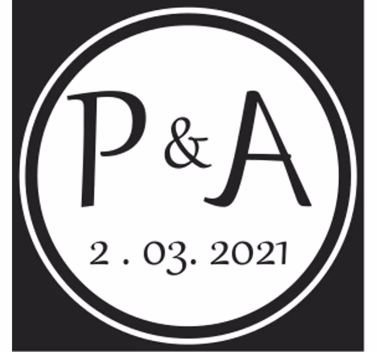 Podmetač za čaše prilagodljiv s monogramom inicijala - TenStickers