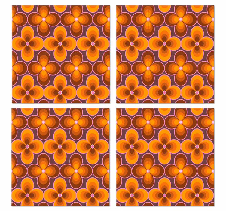Cvijet retro groovy pattern vintage coaster - TenStickers