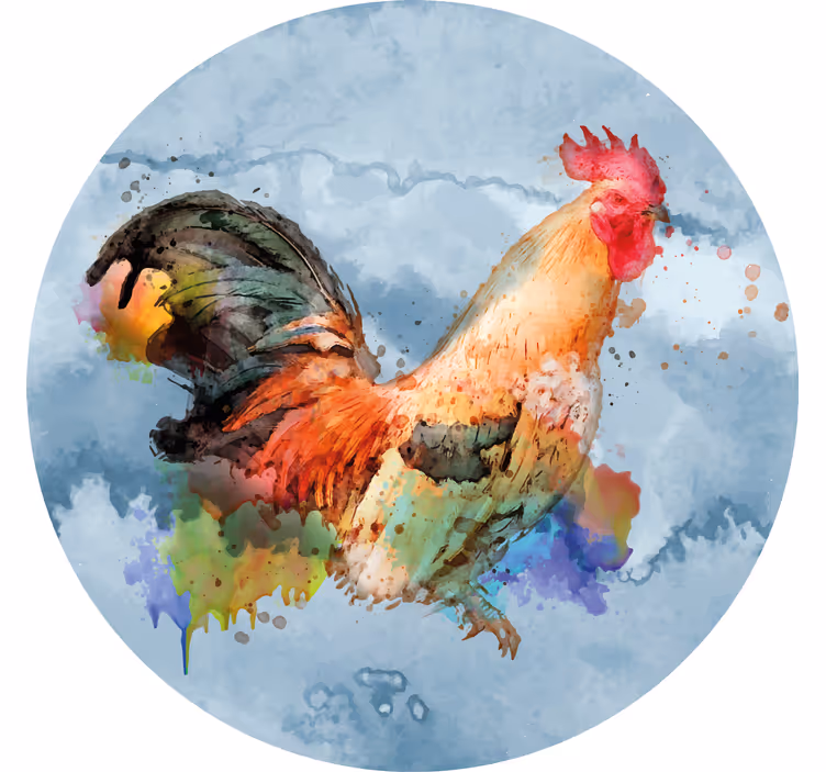 Podmetač za čaše nakaza s ilustracijom živopisnog pijetla - TenStickers