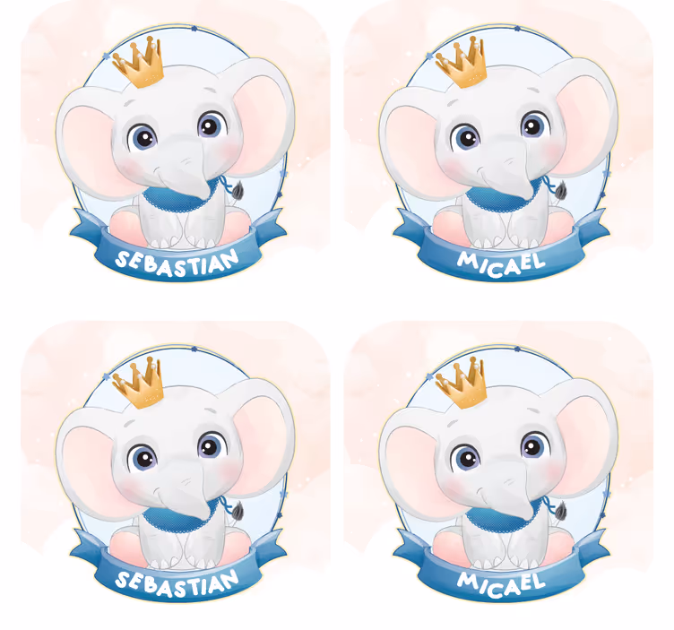 Podmetač za čaše prilagodljiv s portretima slonova - TenStickers
