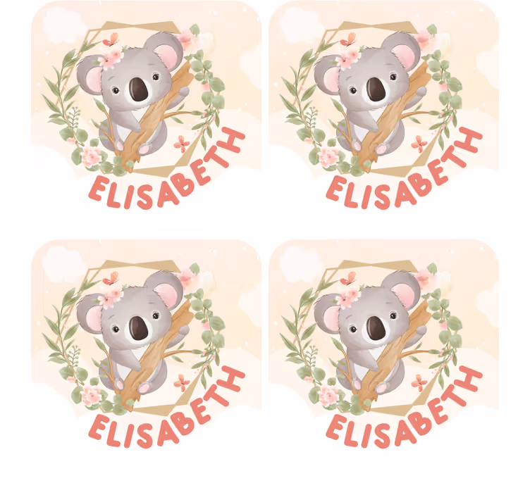 Podmetač za čaše prilagodljiv slatki koala s cvijećem - TenStickers
