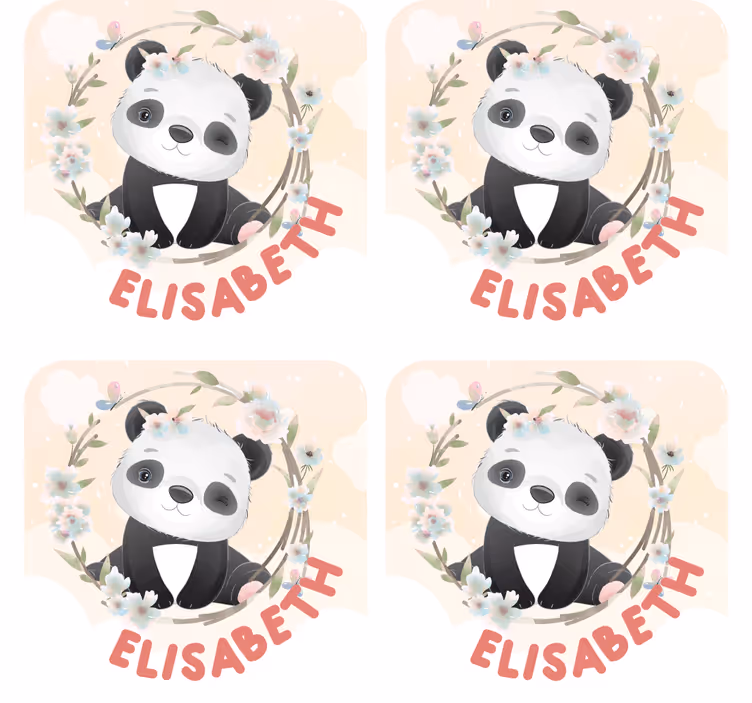 Podmetač za čaše prilagodljiv panda s cvjetnim motivima - TenStickers