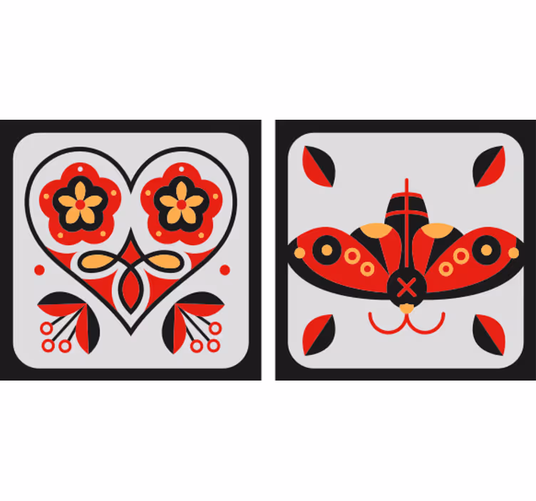 Podmetač za čaše nakaza s motivima srca i leptira - TenStickers
