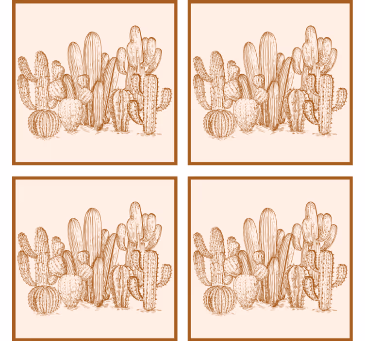 Podmetač za čaše s ilustracijom raznih kaktusa - TenStickers
