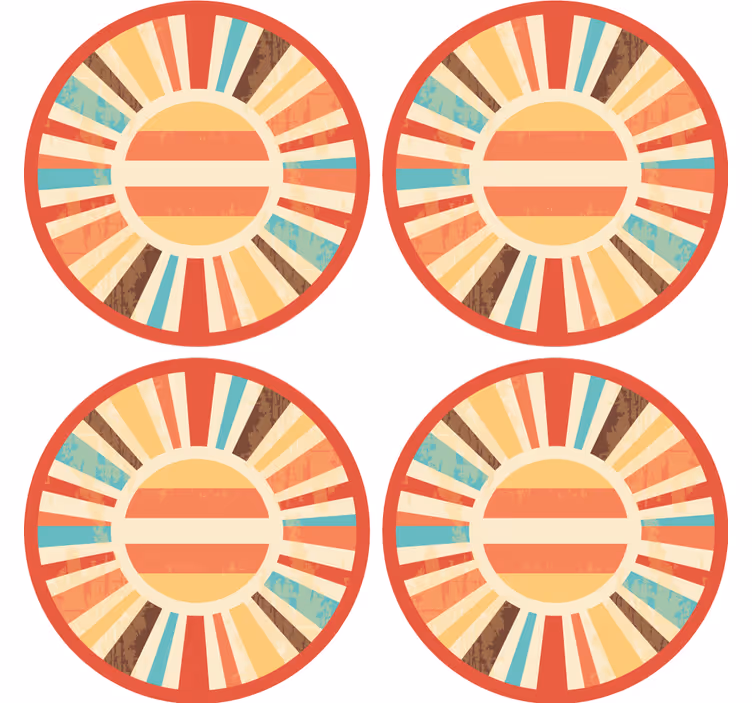 šarene retro zrake sunca vintage coaster - TenStickers