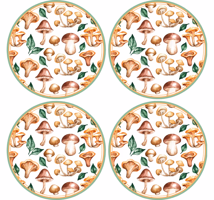 Podmetač za čaše nakaza s uzorkom gljiva - TenStickers