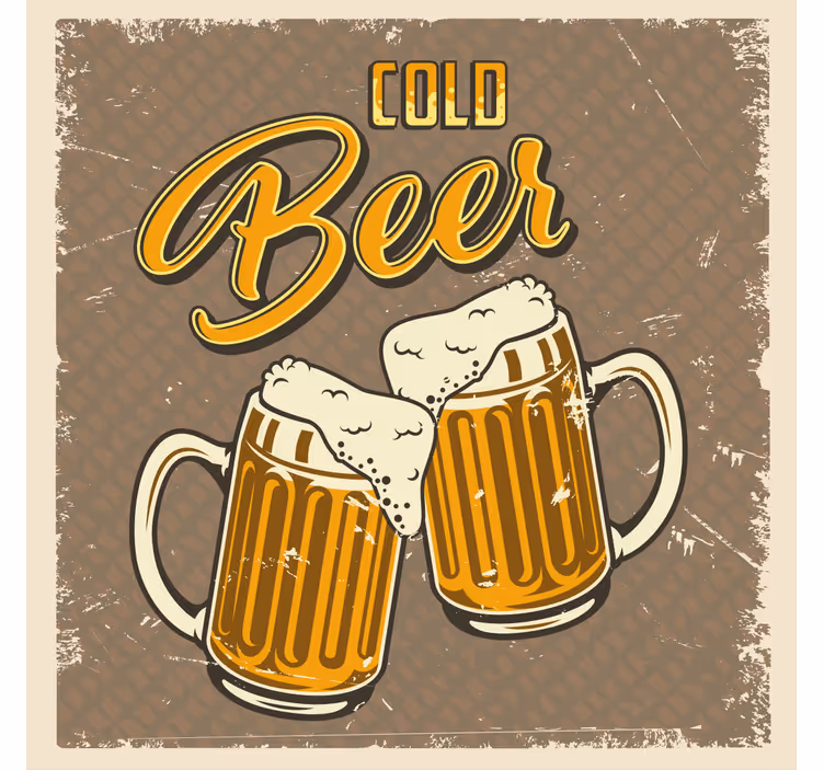 Hladno pivo retro prljavi efekt vintage coaster - TenStickers