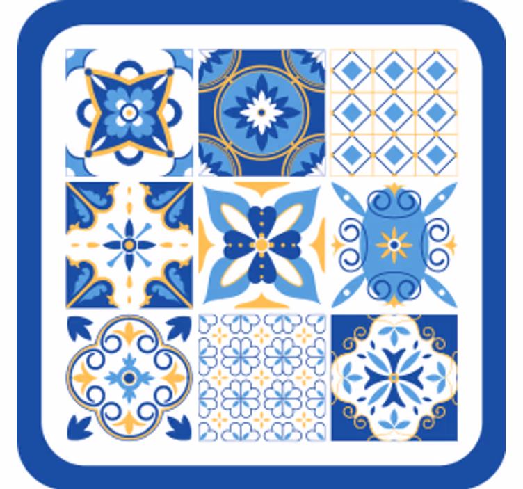 Podmetač za čaše s geometrijskim plavim uzorcima - TenStickers