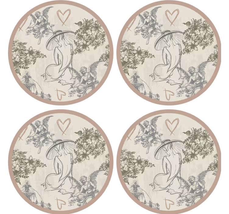 Podmetač za čaše berba elegantni cvjetni uzorci - TenStickers