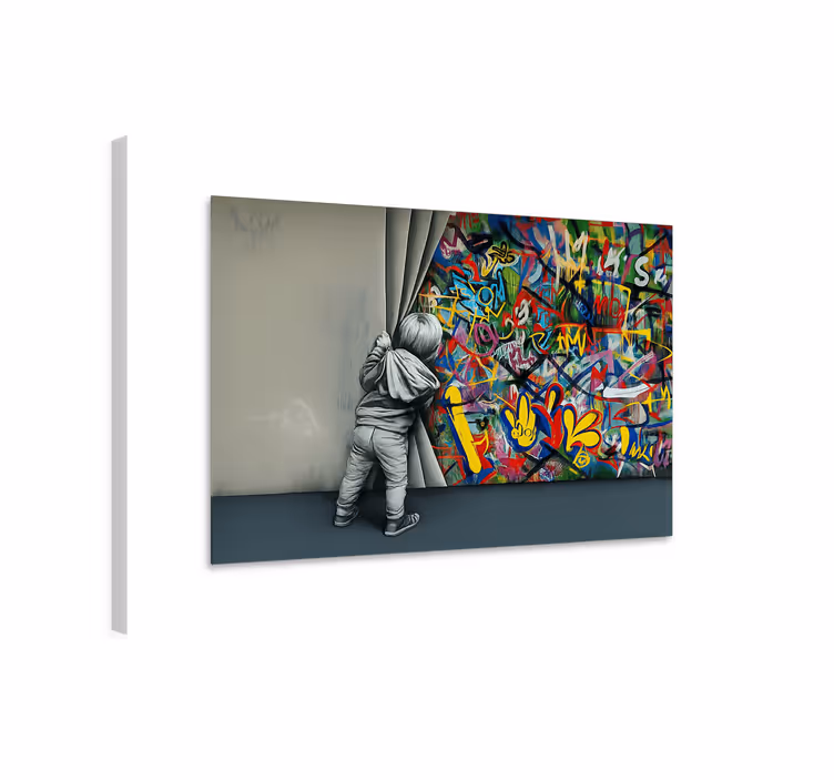 Slika na platnu umjetnost dijete špijunira grafite - TenStickers