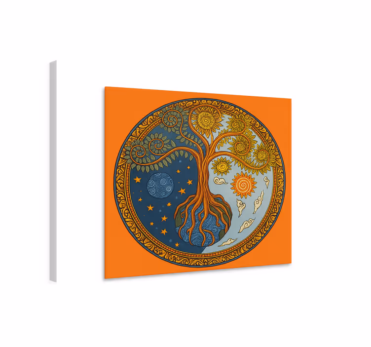 Slika na platnu dnevna soba duhovno drvo života - TenStickers