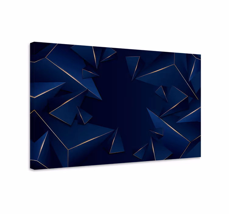 Plava slika s plavim i zlatnim geometrijskim uzorkom - TenStickers