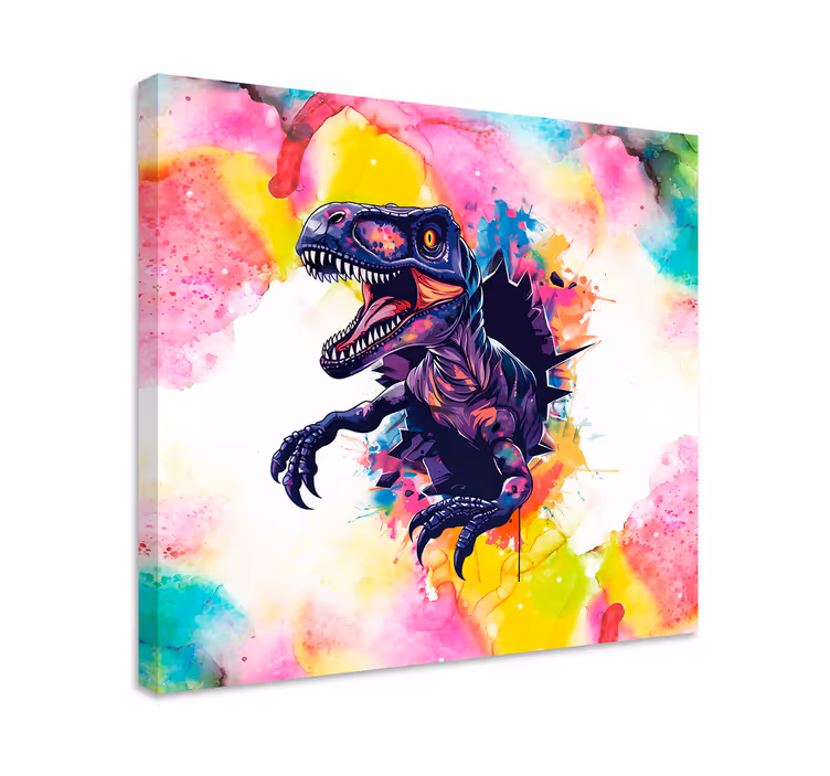 Slika na platnu dinosauri u zasićenim bojama velociraptora - TenStickers