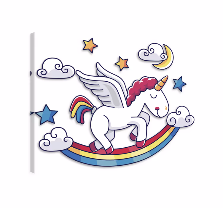 Slika na platnu jednorog s duginim zidnim naljepnicama - TenStickers