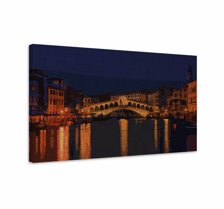 Slika na platnu gradova osvijetljeni most refleksija - TenStickers