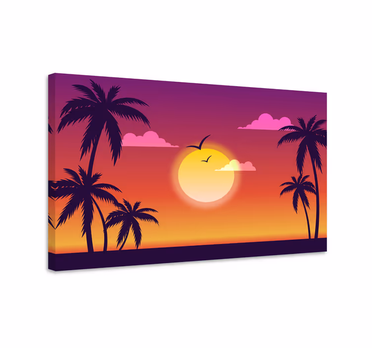 Platno krajolika zalaska sunca 70-ih - TenStickers