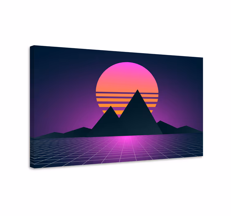 Slika na platnu berba synthwave planinski krajolik - TenStickers