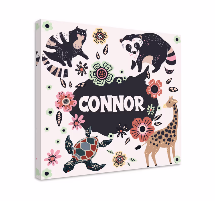 Ime okruženo životinjama personalizirano platno - TenStickers