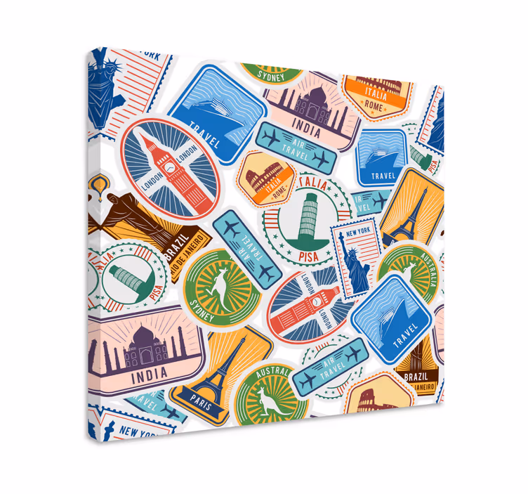 Slika na platnu gradova kolaž globalnih znamenitosti - TenStickers