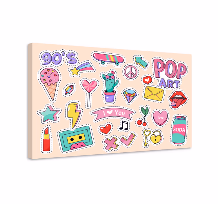 Vintage zakrpe crtaju platno - TenStickers