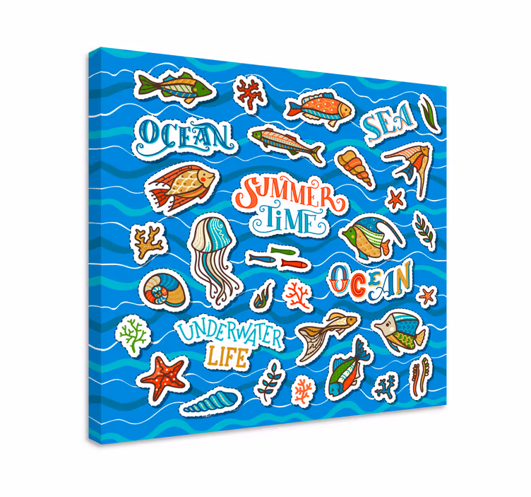 Oceanska naljepnica kolaž dječje platno - TenStickers