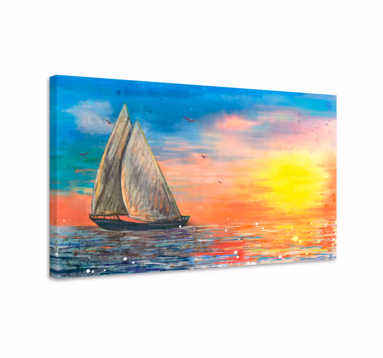 Slika na platnu  more jedrilica zalazak sunca seascape - TenStickers