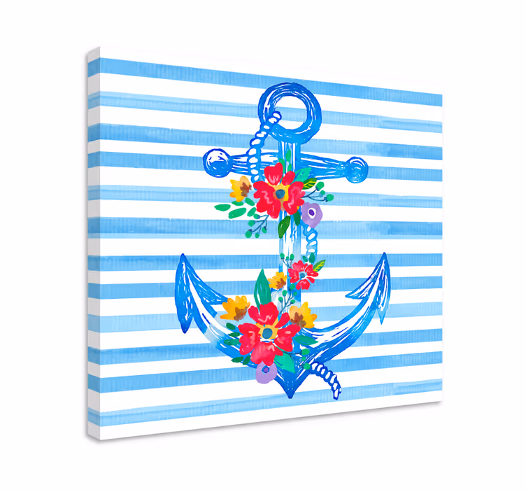 Slika na platnu  more ilustracija cvjetnog sidra - TenStickers