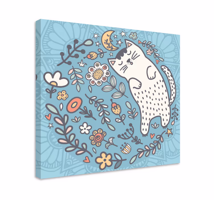 Preslatka mačka mandala platnena zidna umjetnost - TenStickers