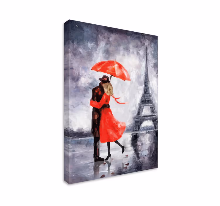Personas enamorados torre eiffelov otisak platna - TenStickers