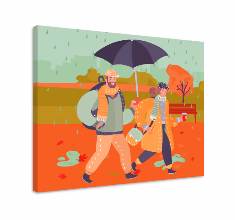 3d ljubitelji na kiši 3d otisci na platnu - TenStickers