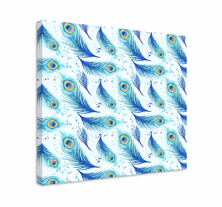 Plavi zid od paunovog pera - TenStickers