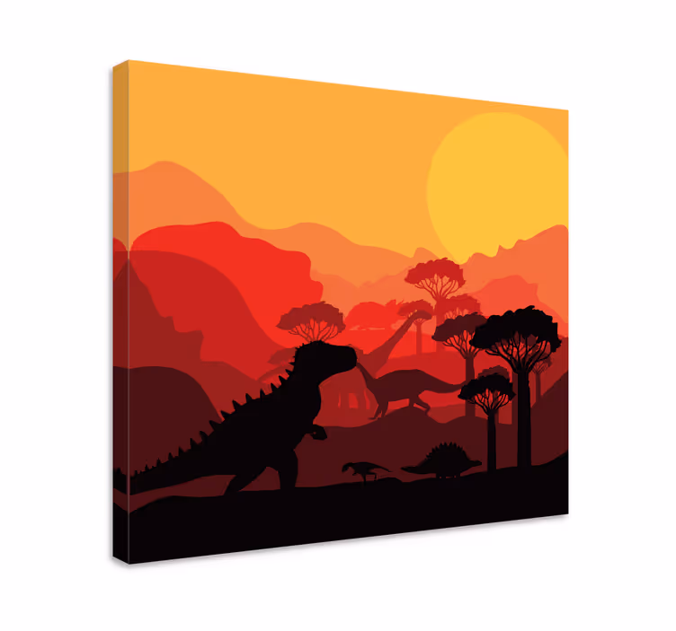 Slika na platnu dinosauri pejzaž s dinosaurima - TenStickers