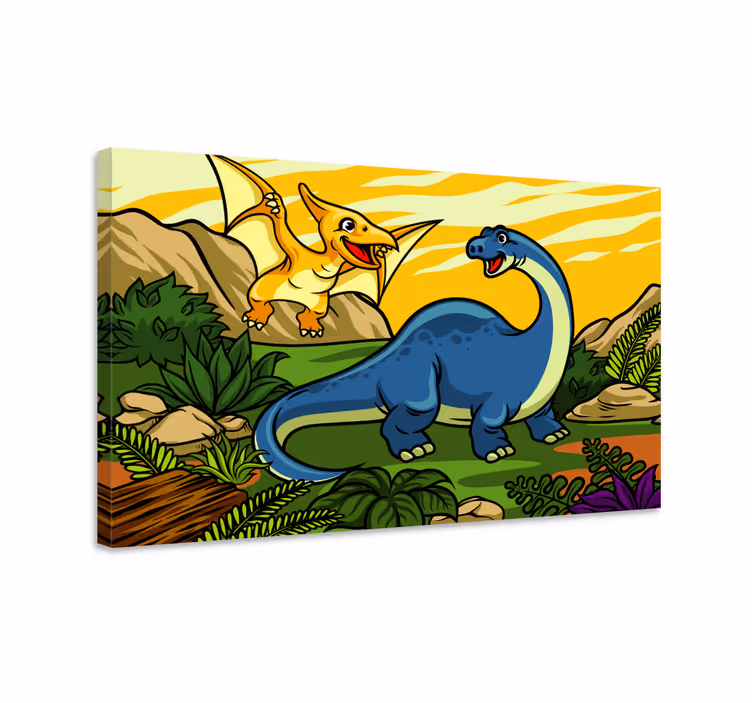 Dječji dinosaur s pejzažnom platnom - TenStickers