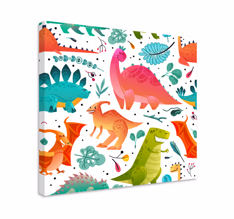 Sretni dinosauri za djecu otisci na platnu - TenStickers