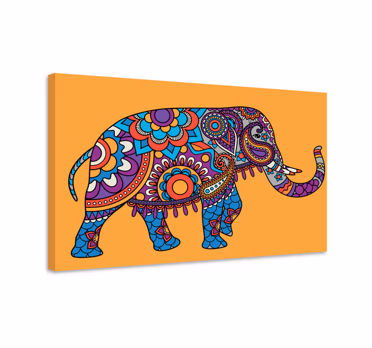 Raznobojni mandala slonovi koji hodaju platnom - TenStickers