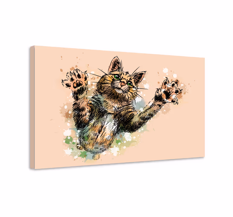 Slatka oslikana mačka na platnu - TenStickers