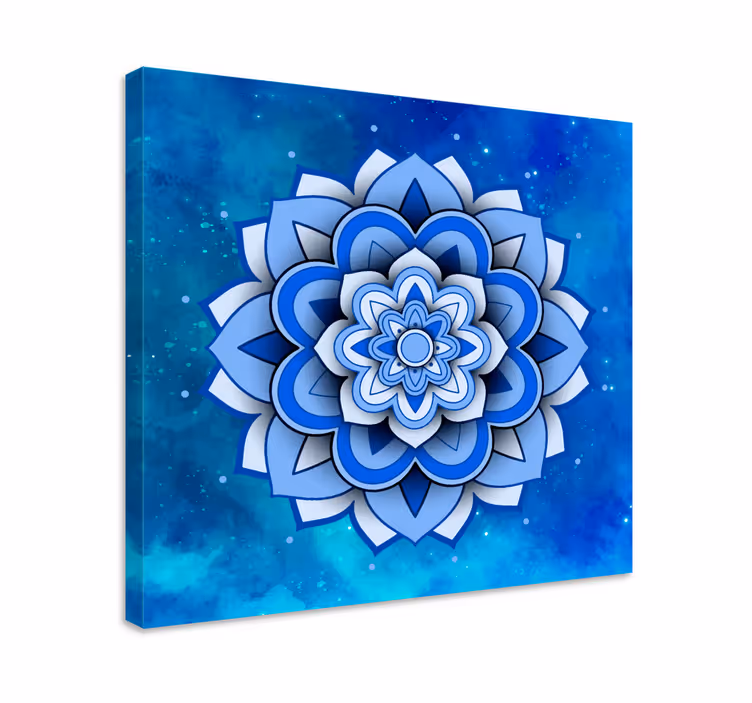 Mandala cvjetna plava mandala platno zidna umjetnost - TenStickers