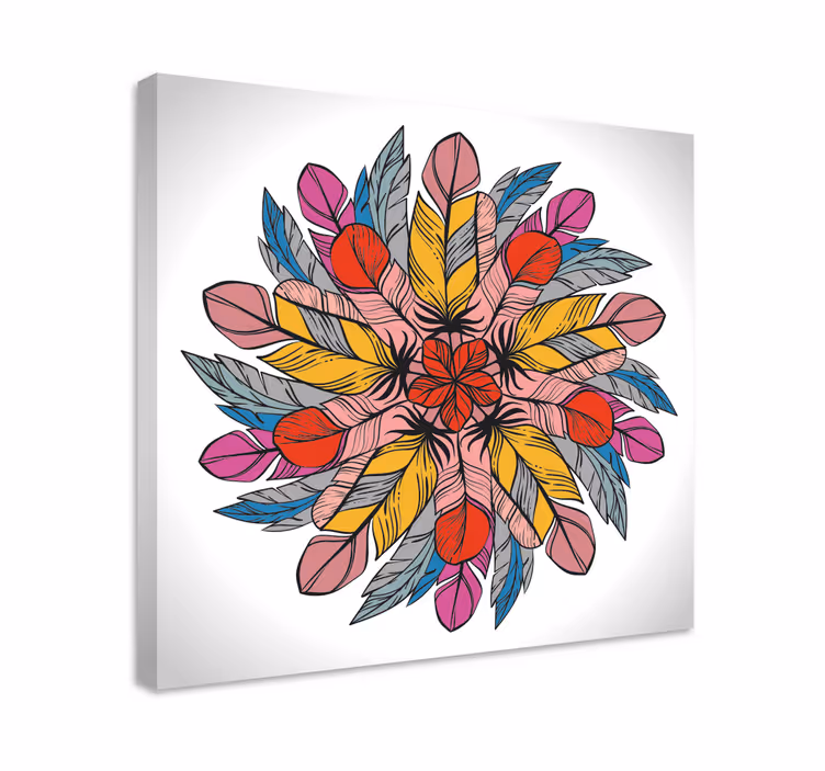 Mandala izrađena od perja platna zidna umjetnost - TenStickers