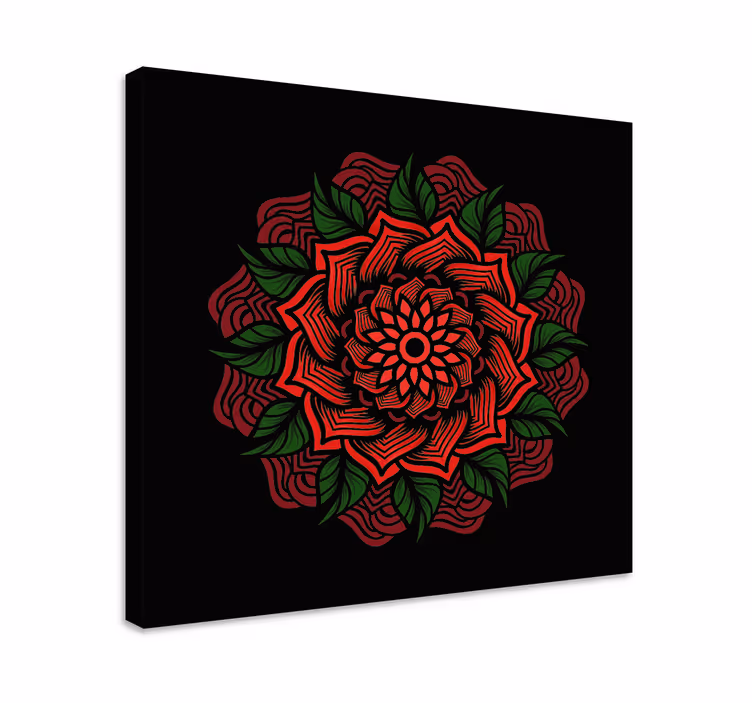 Ruža tematska mandala platno zidna umjetnost - TenStickers